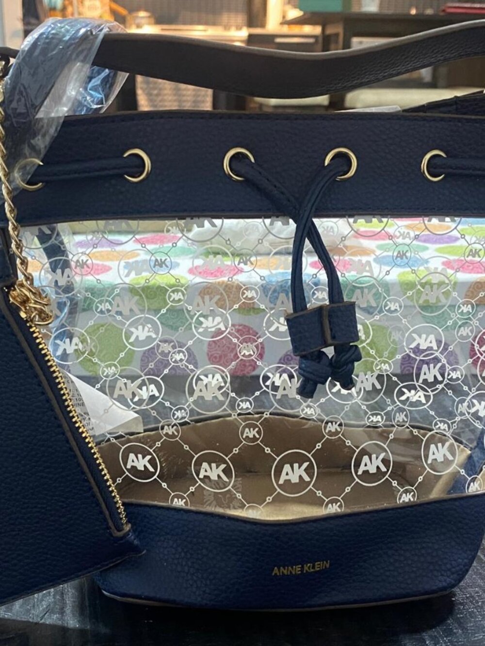Anne Klein Clear Bucket Bag with Removable Pouch – New